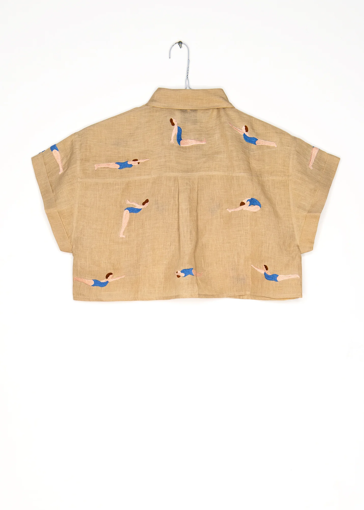 Bondi Swim Short Shirt in Beige and Blue, from Benaras by Citrus - Image 2