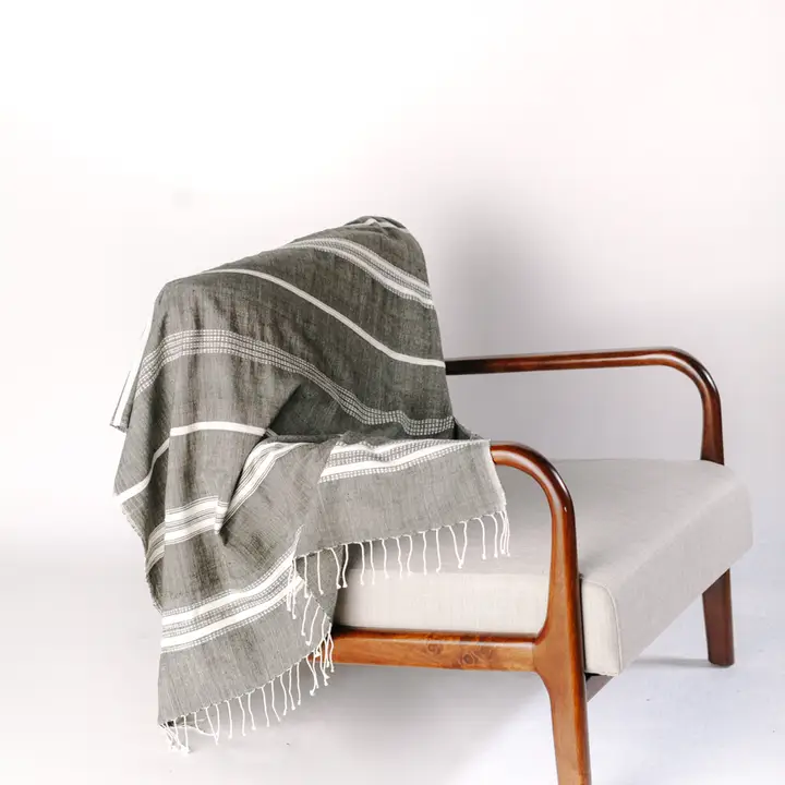 Aden Cotton Throw in Grey and Natural, from Creative Women - Image 3