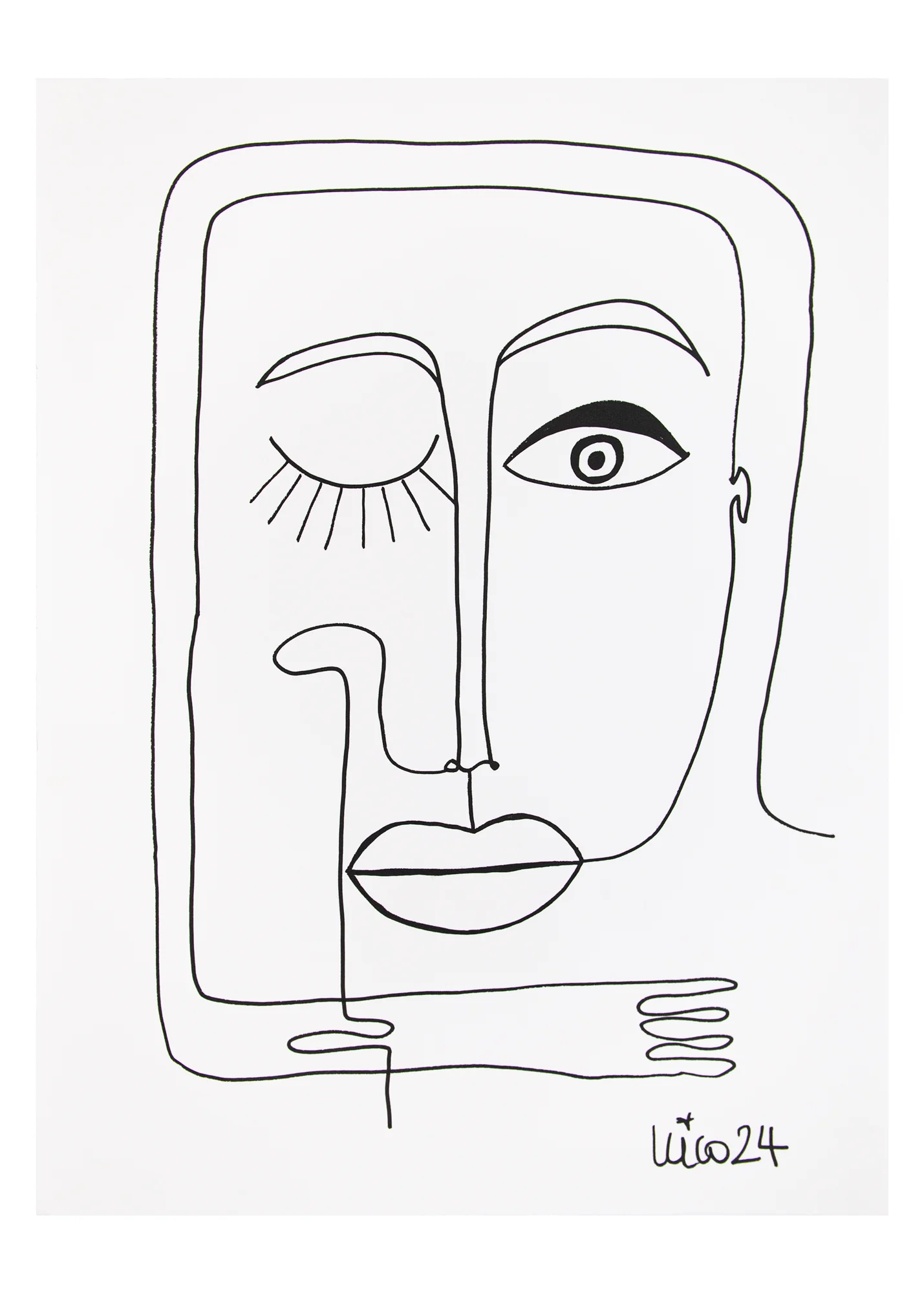 Large Visage 2 in Black & White, by Nicolette Schouten - Image 2