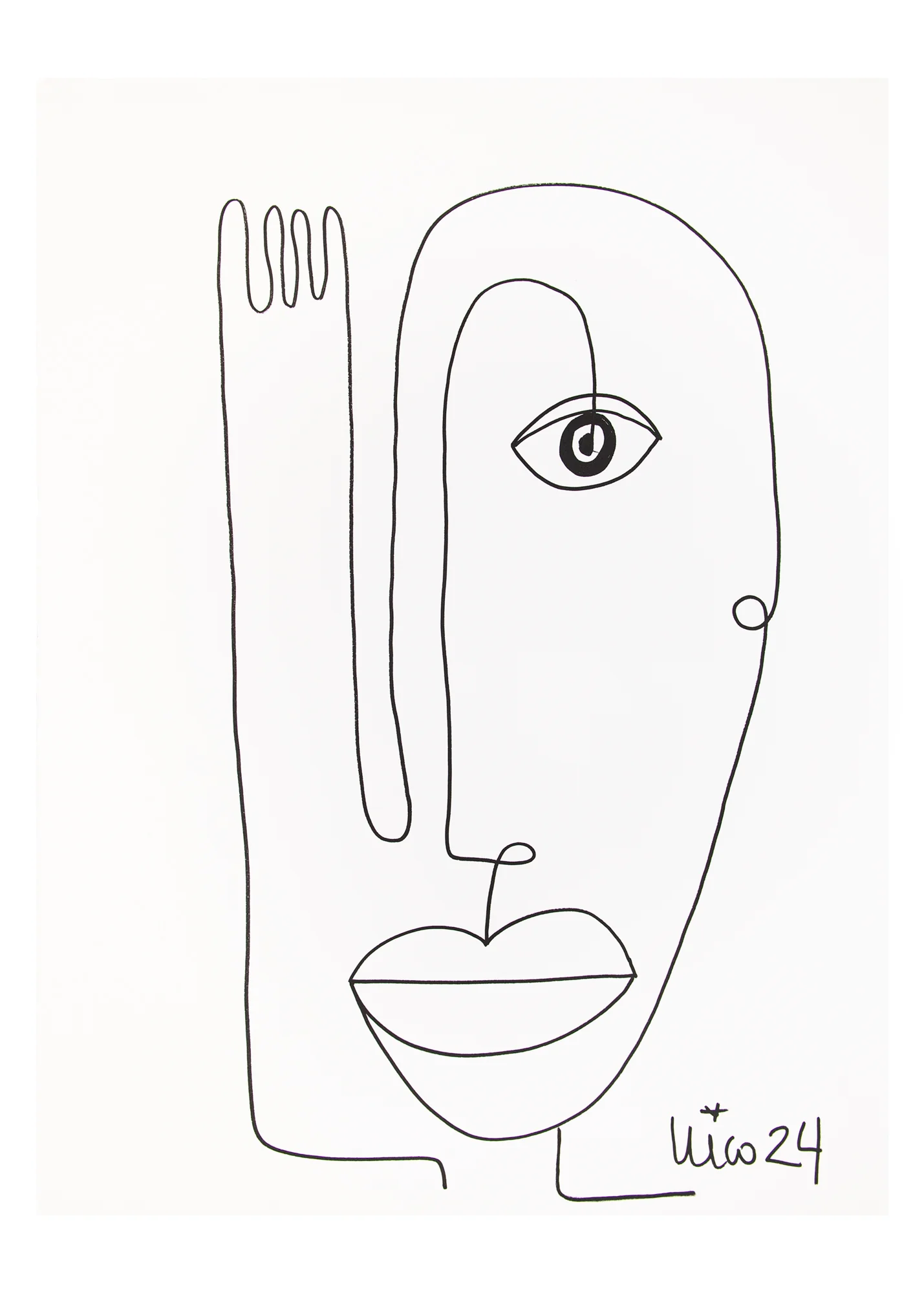 Large Visage 4 in Black & White, by Nicolette Schouten - Image 2