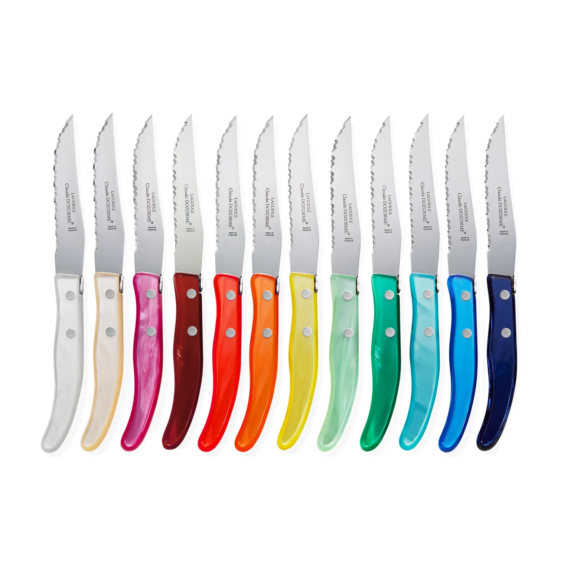 Berlingot Box of 12 Steak Knives in Rainbow, from Claude Dozorme - Image 2