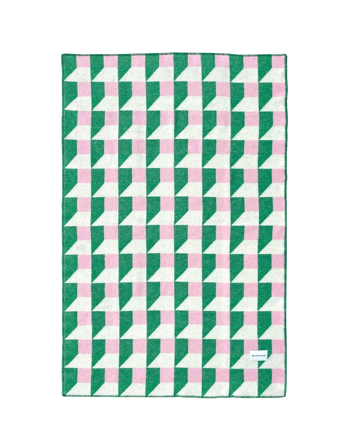 Cubics Blanket in Grass and Pink, from Maison Deux - Image 2