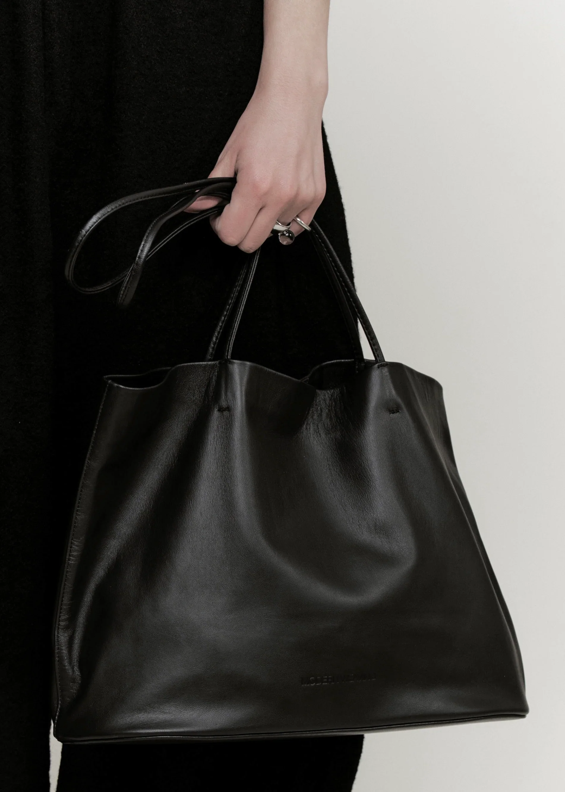 Large Relaxed Oval Tote in Black, from Modern Weaving