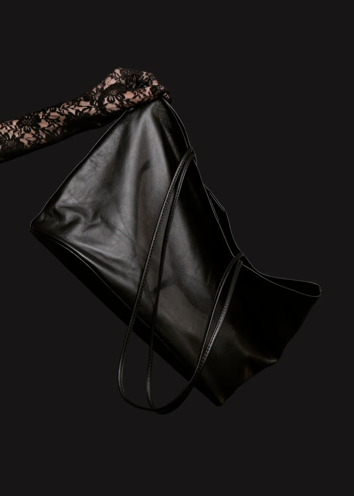 Large Relaxed Oval Tote in Black, from Modern Weaving - Image 3