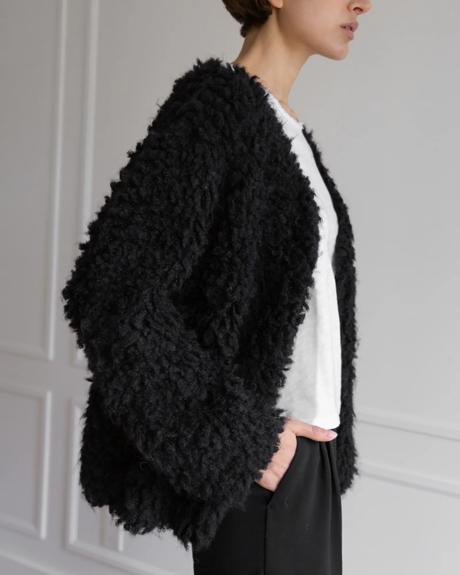 Medusa Cardigan Coat in Black, from La Tierra - Image 3