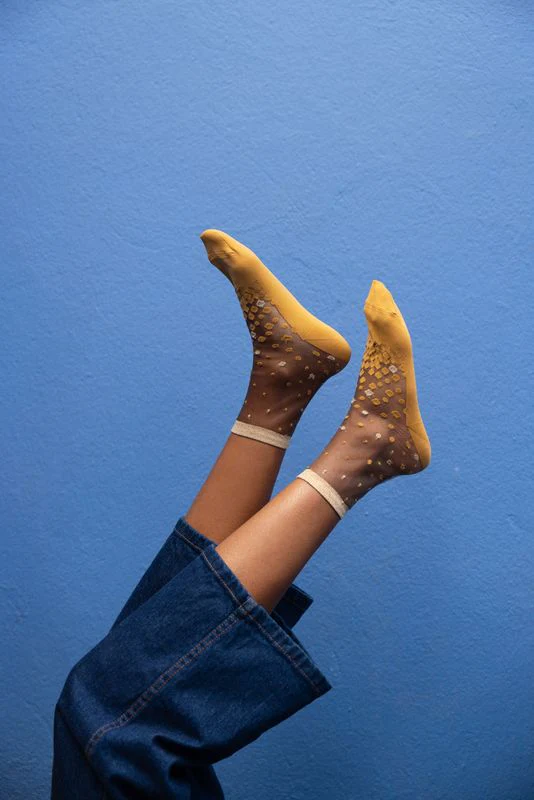 Nakameguro socks in Ocre, from Atelier St Eustache - Image 2