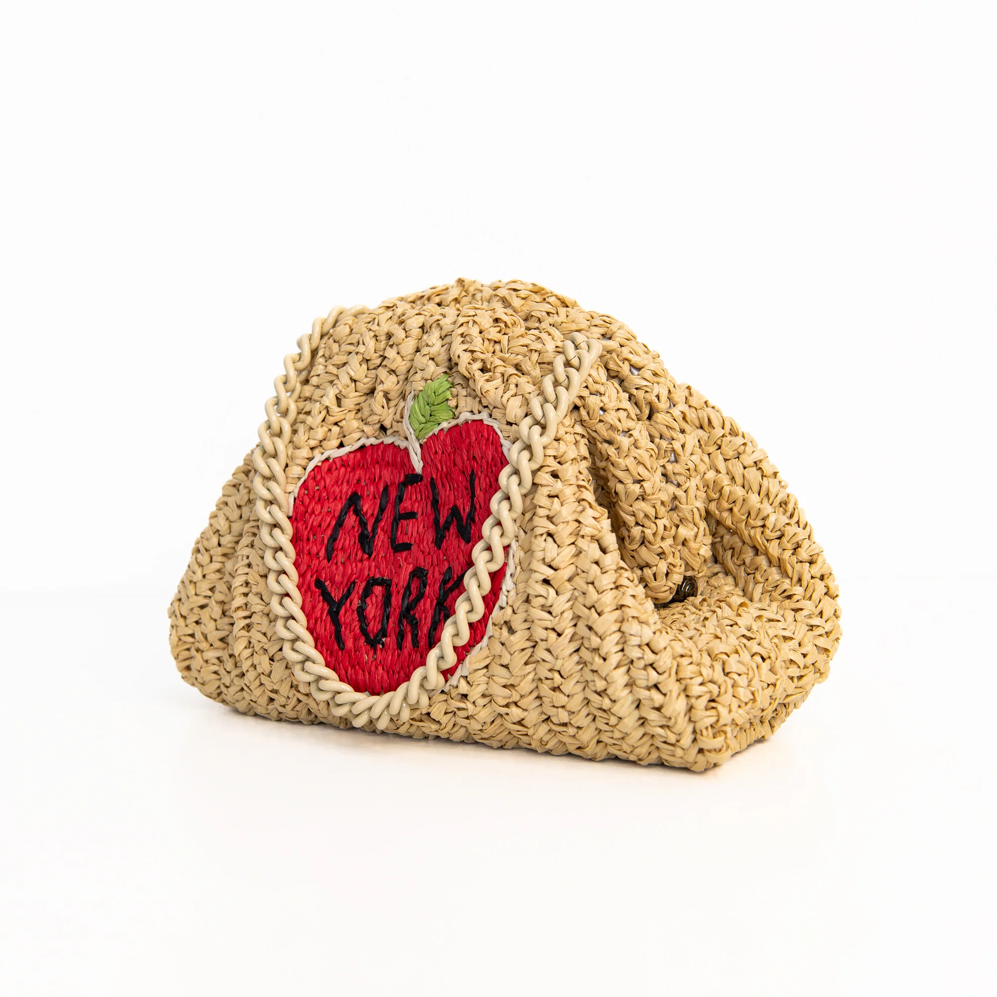 New York Apple Mini Game Crochet Bag in Natural, from Maria La Rosa - Image 2