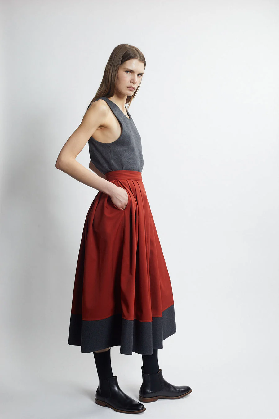 Pleated Skirt in Rust, from The Salting - Image 3