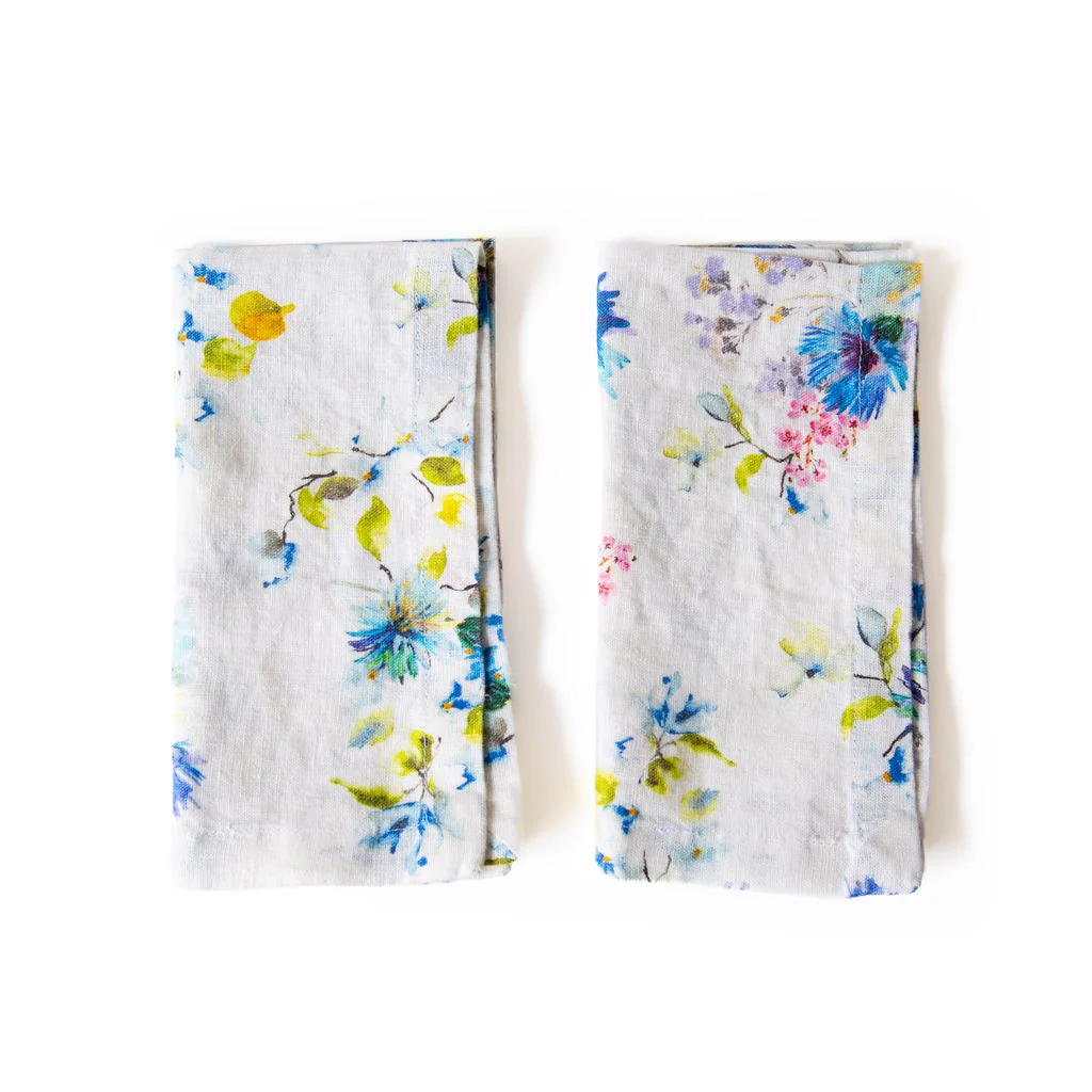 Set of 2 Flower Napkins in White, from Linen Tales - Image 2